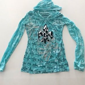 V. Cristina Fleur de Lis Hooded Long Sleeve Shirt